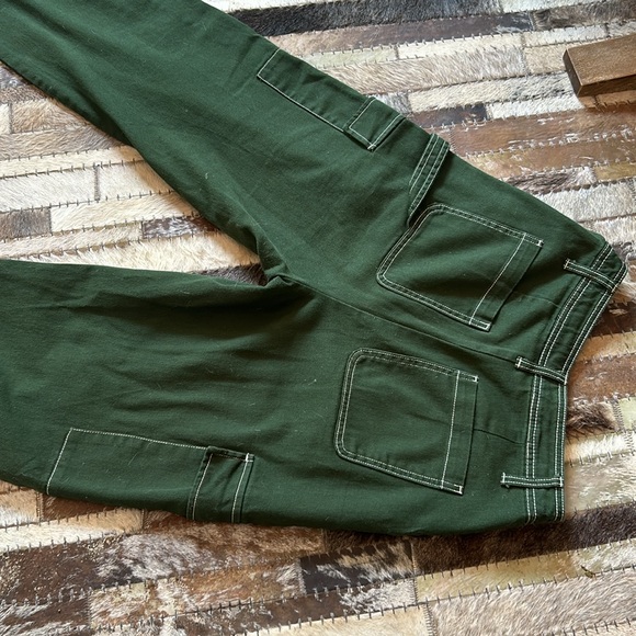 Sandy Liang Forest Green Carpenter Staight Leg Barrel Jeans Size 2 - Picture 8 of 9